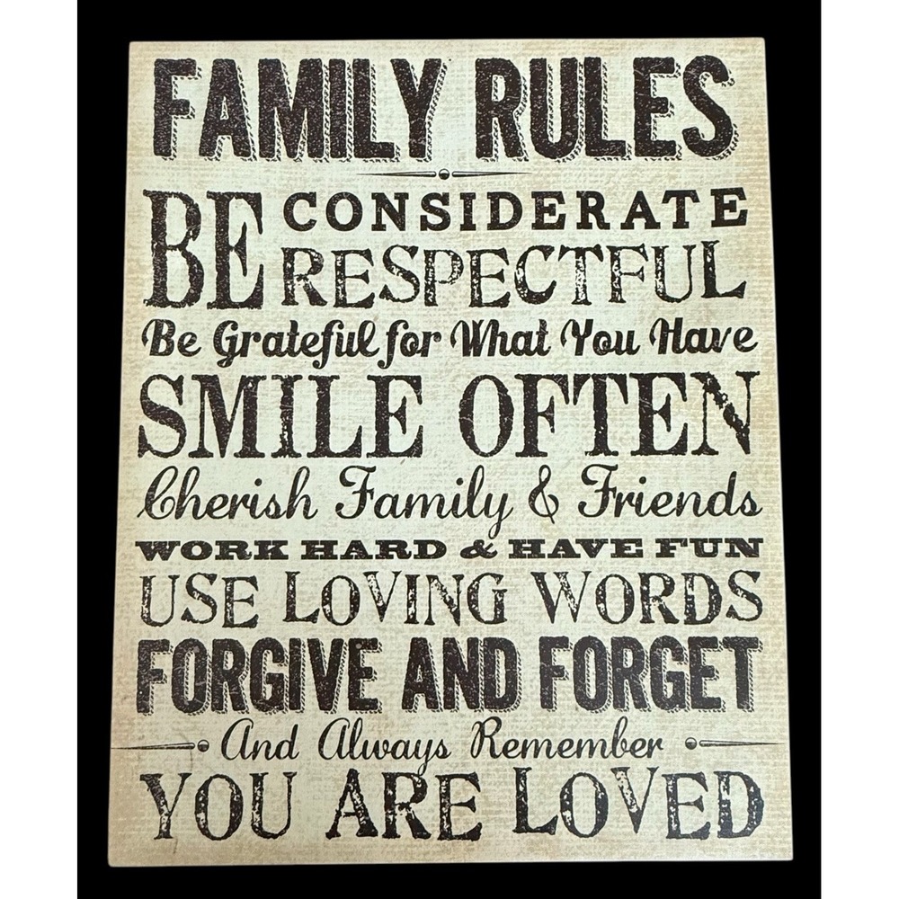 Family Rules Wall Hanging Sign - Home Decor - 20"x 16"